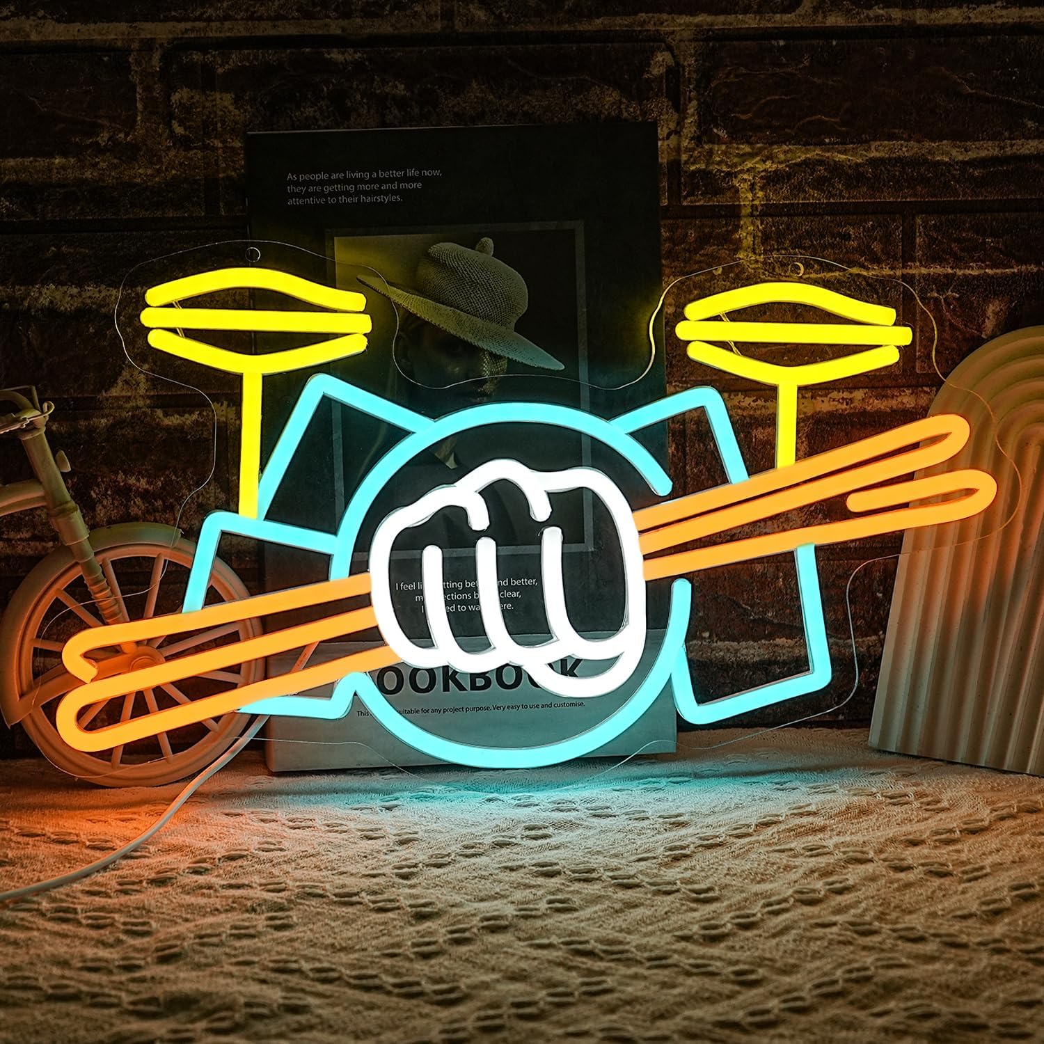Wall Decor Lighting - Letreiro Neon de Bateria Musical com