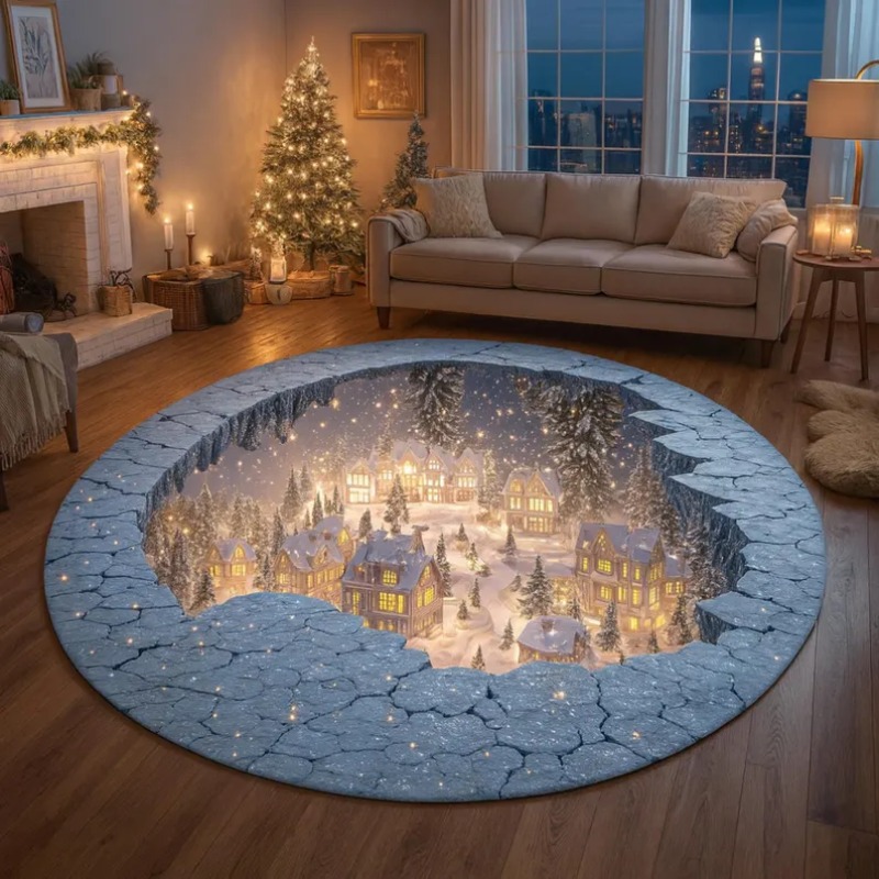 Bathroom Lighting Decor Ideas - 3d natal aldeia tapete inverno neve