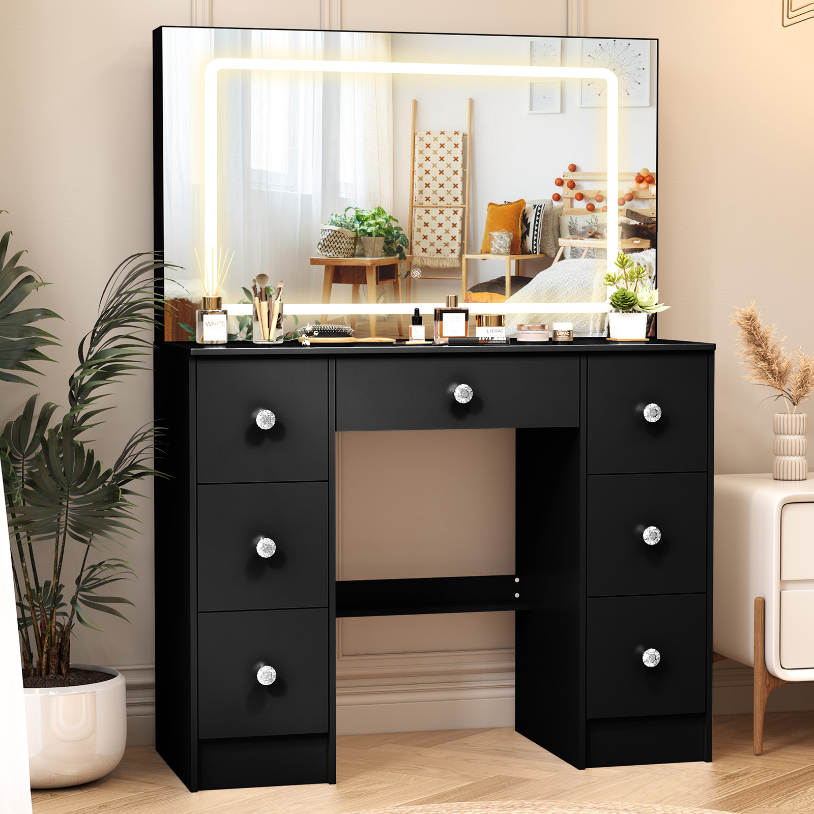 Mesa de Maquiagem Preta com Es - Home Decor Lighting Brands avaliação e preço