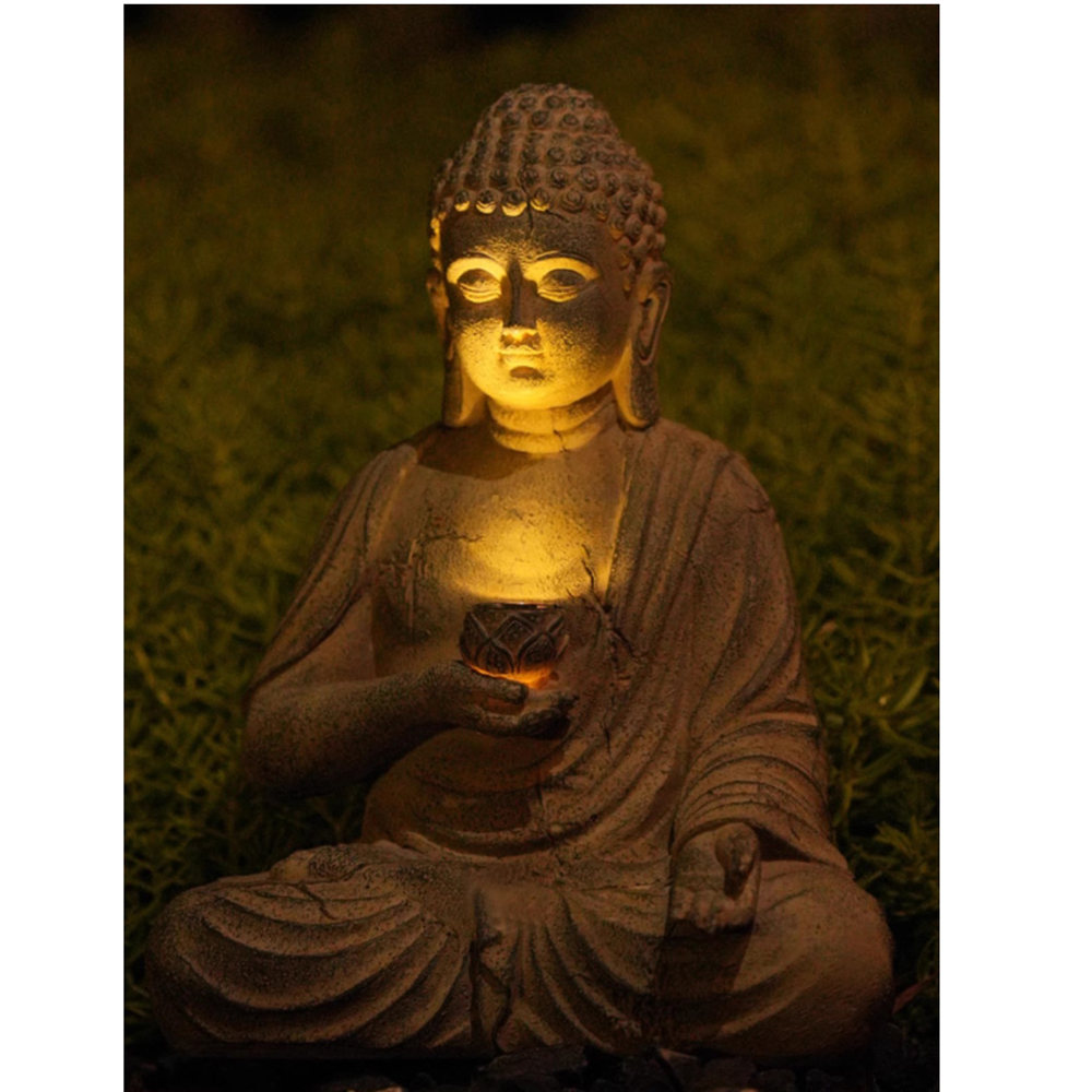 Resina solar estátua de buda e - Japanese Lighting Decor avaliação e preço