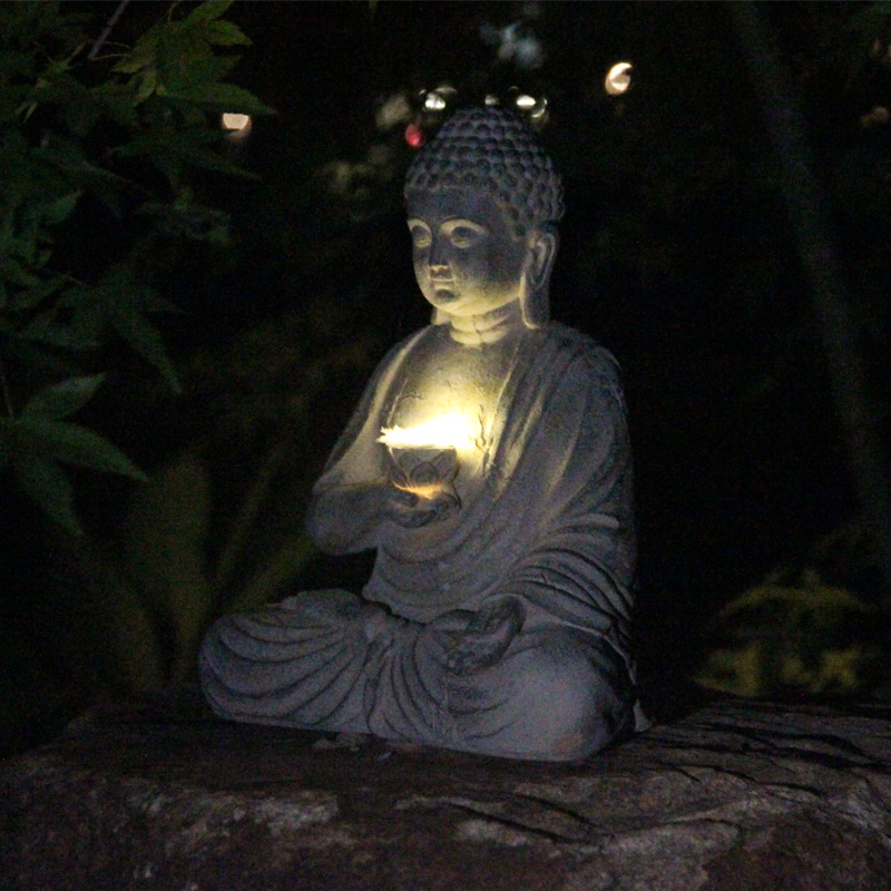 Resina solar estátua de buda e - Japanese Lighting Decor avaliação e preço
