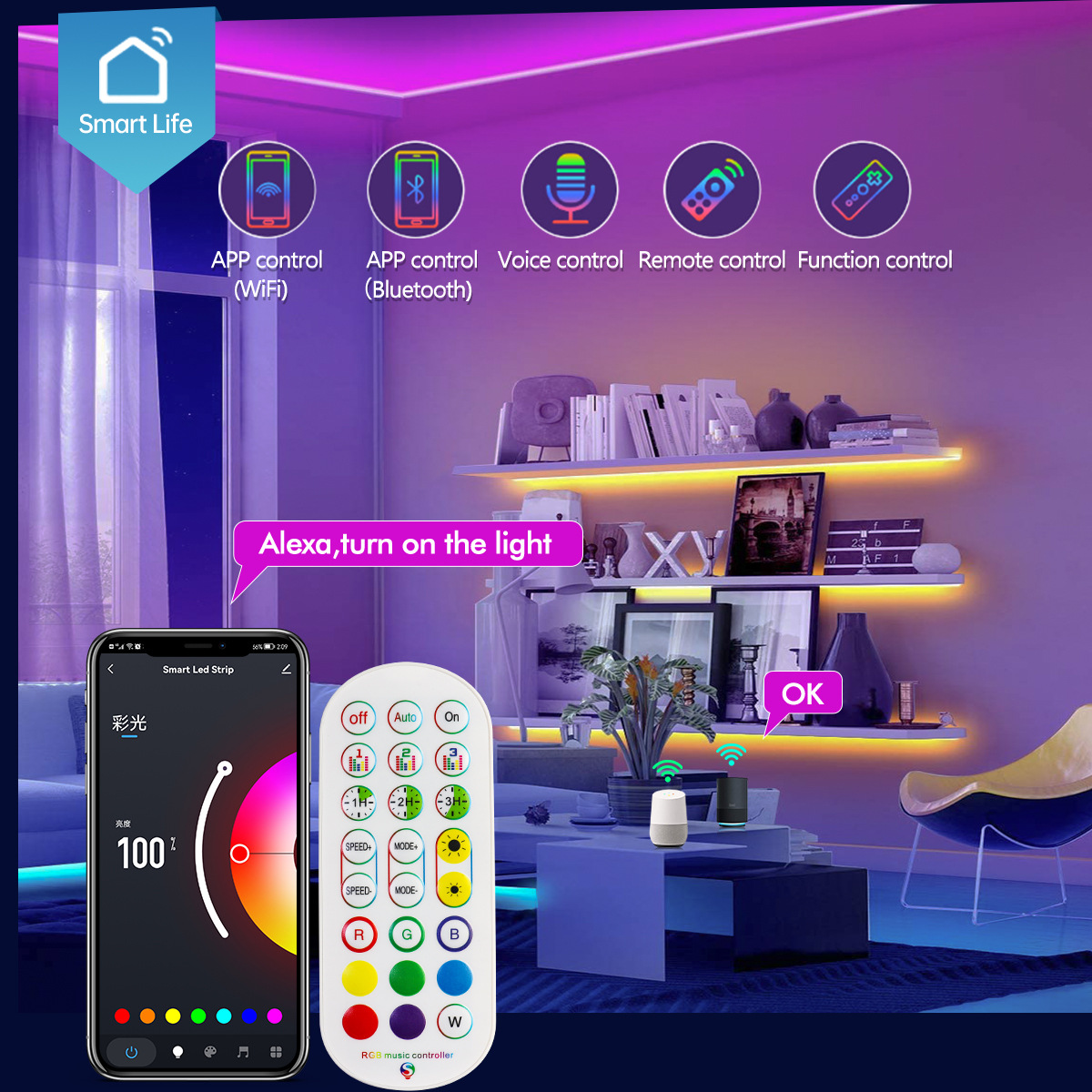 Led neon luz de tira tuya wifi - Room Decor Lighting Lamp avaliação e preço