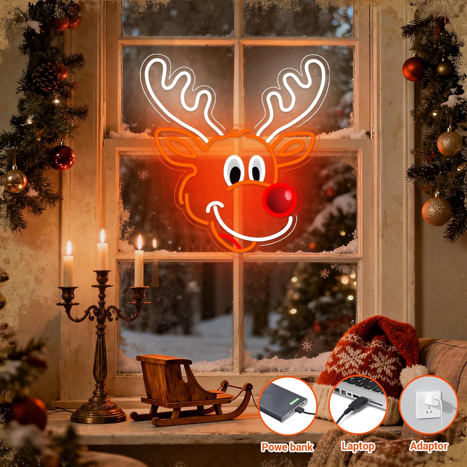 Sinal de néon de rena de natal - Lighting Decoration Ideas For Home avaliação e preço